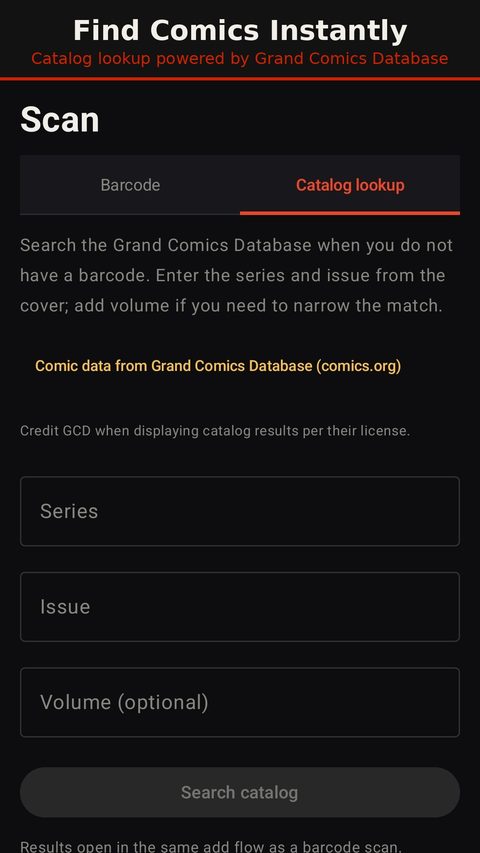 Longbox screenshot 2 — catalog lookup