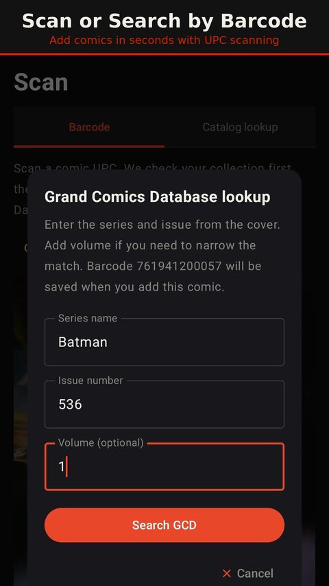 Longbox screenshot 3 — barcode scan