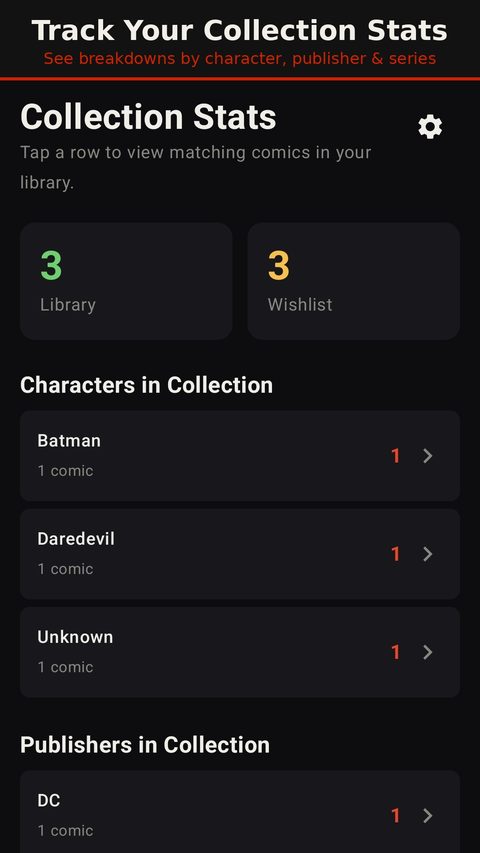 Longbox screenshot 5 — collection stats